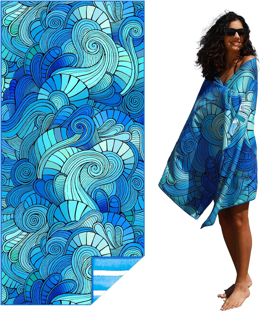 Thin Lightweight Microfiber Beach Towel Sand Free Quick Dry Absorbent Compact To