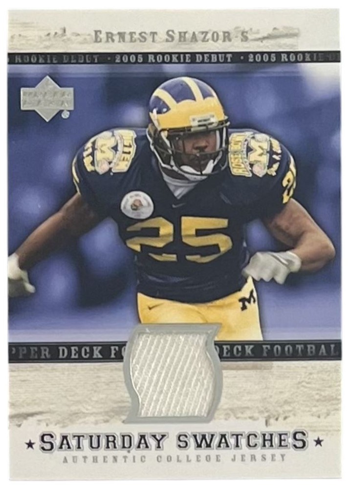 2005 Upper Deck Rookie Debut Saturday Swatches #SA-ES Ernest Shazor Michigan