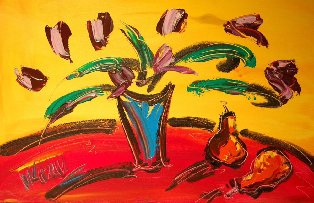 MODERN ABSTRACT M. KAZAV FLOWERS ORIGINAL OIL Painting  Stretched  BF5hB