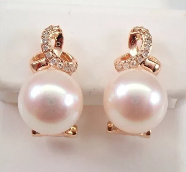 2.00Ct Round Cut Natural Pearl Omega Back Stud Earrings 14K Yellow Gold Plated