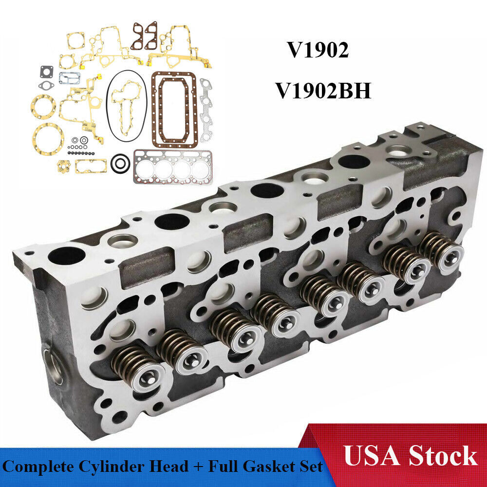 For Kubota Kubota V1902 Complete Cylinder Head WITH Valves and Full Gasket Set