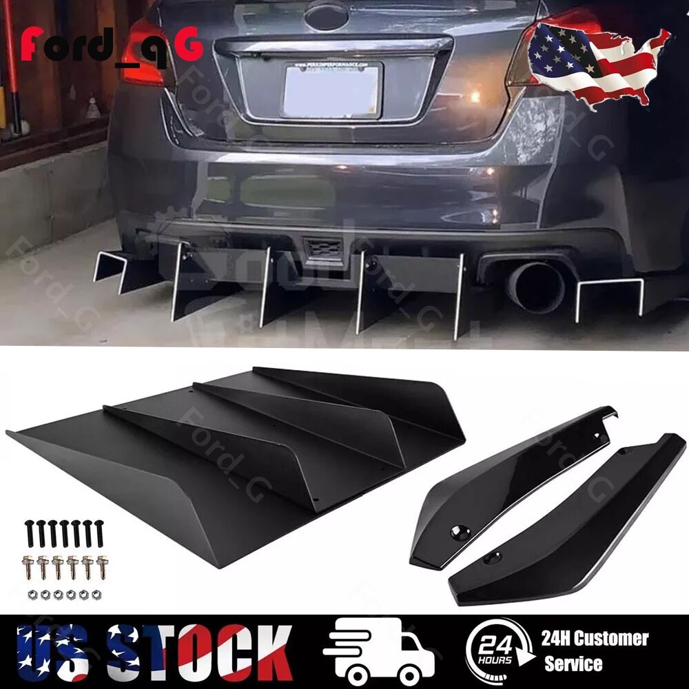 For Subaru WRX STI Car Rear Diffuser Bumper 4 Fins Spoiler Lower Splitter