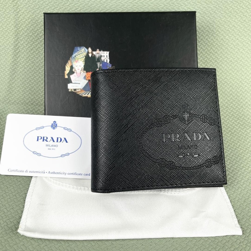 Prada Saffiano Black Leather Bifold Wallet for Men