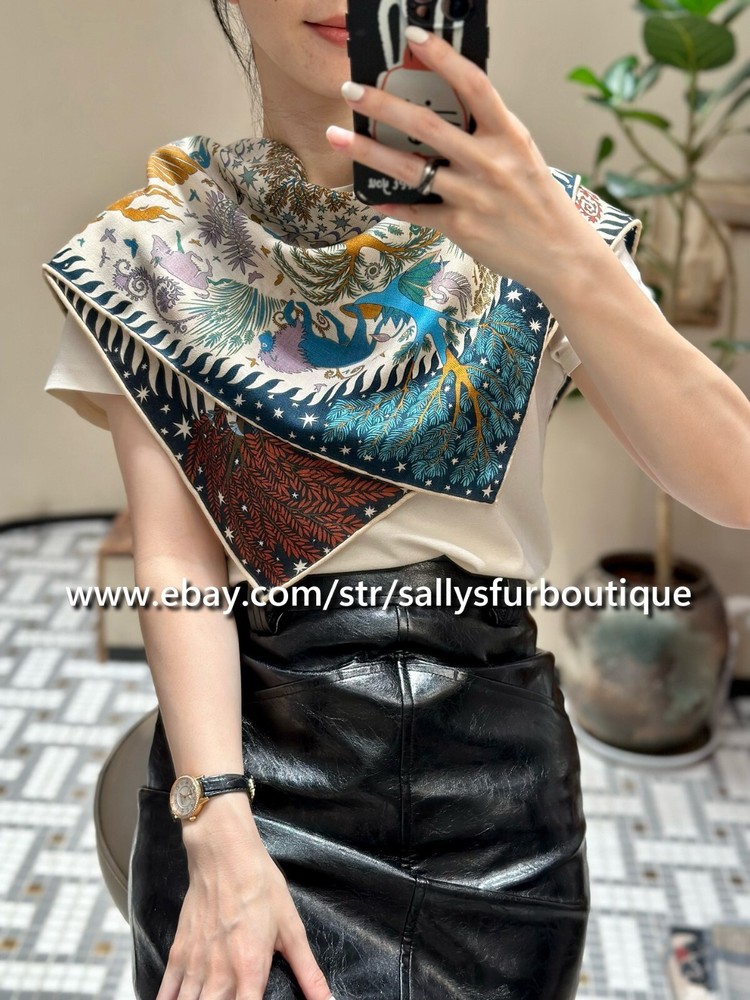 Sallys 70% Cashmere 30% Silk Collar Scarf Animals Print Double Face Necktie 26