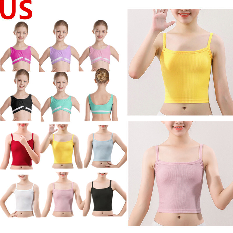 US Kids Girl's Top Camisole Sport Crop Top Sleeveless Gymnastics Dance Yoga Vest
