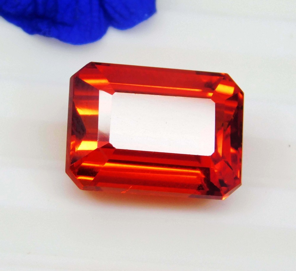 14.05 Ct Certified Natural Mexican Fire Opal Red Orange Emerald Cut Gemstone