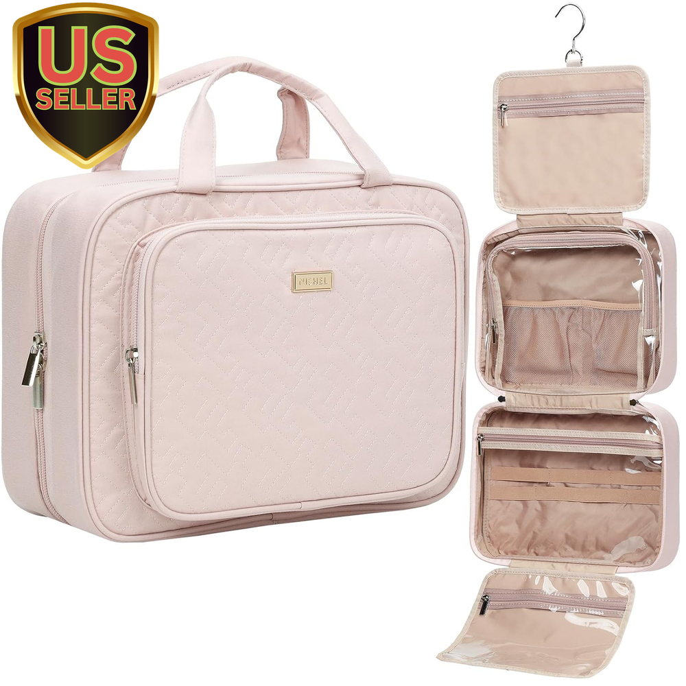 Large Travel Toiletry Bag for Women – Spacious Makeup Organizer with Hanging Hook