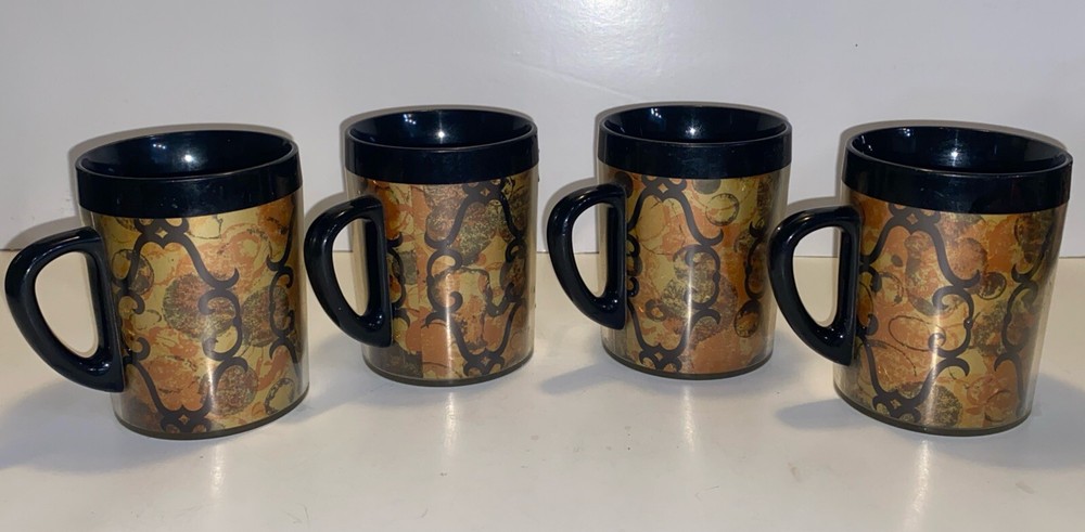 West Bend Thermo 4 Vintage Insulated Mugs Thermo Serv Made In USA 4X 3.25”  READ