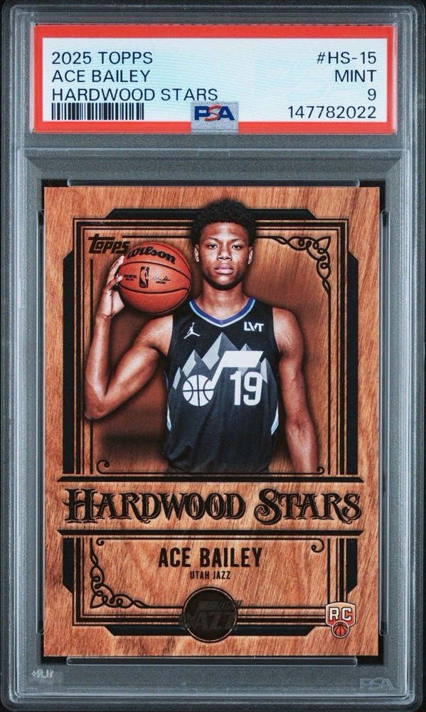 Topps 2025 Hardwood Stars Ace Bailey Utah Jazz #HS-15 Rookie Insert PSA 9