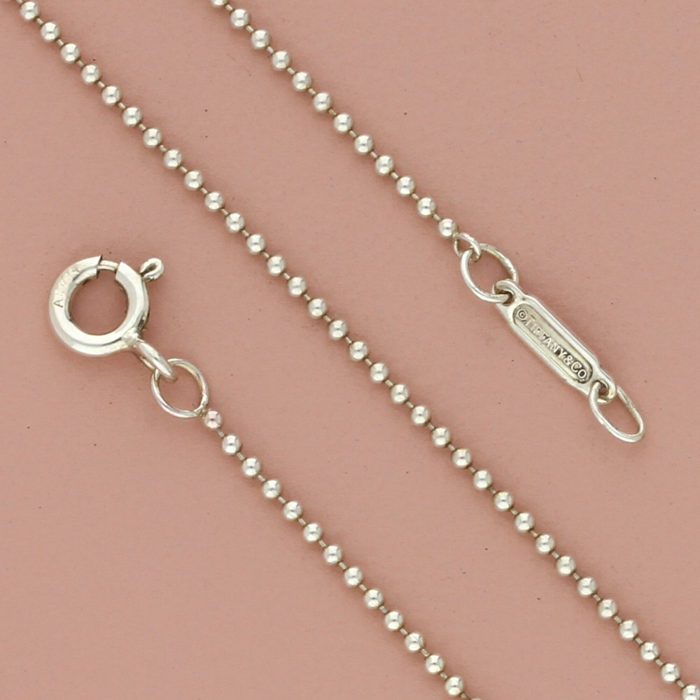 tiffany & co sterling silver 1mm bead chain necklace size 19.75in