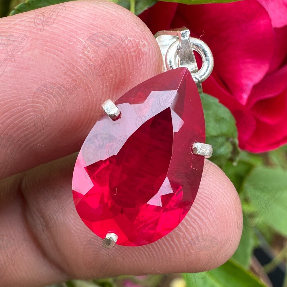 16.10ct Natural Red Ruby Pendant in 925 Sterling Silver Handcrafted Jewelry