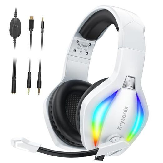 Krysenix PG1 RGB Gaming Headset for PS4/PC/Xbox, PS5 Headset with...