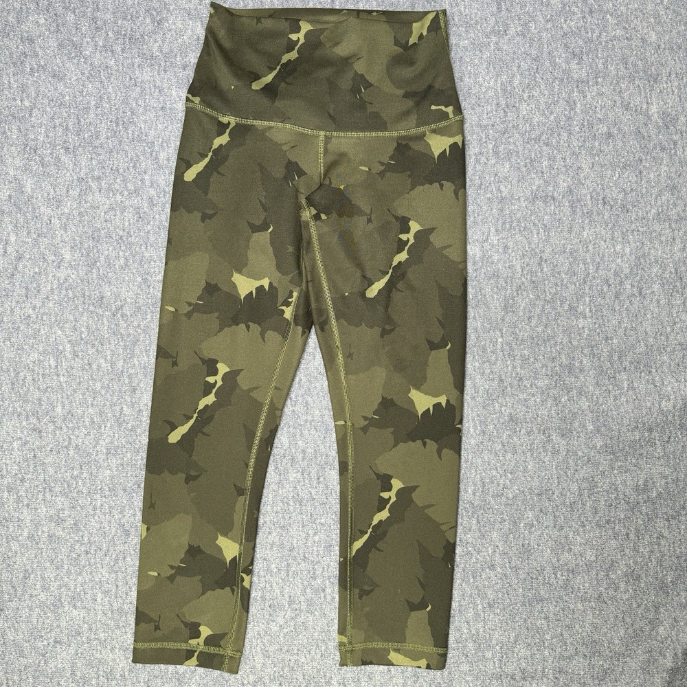 Lululemon  Mid-Rise Tights Womens 4 Green Camo Athleasure Running Yoga Gym