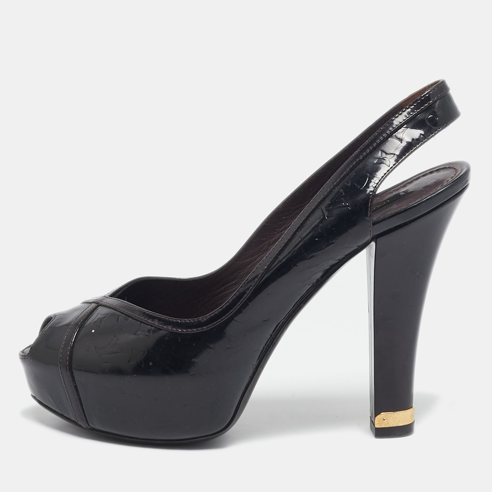 Louis Vuitton Amarante Monogram Vernis Tamara Slingback Pumps Size 37 EU