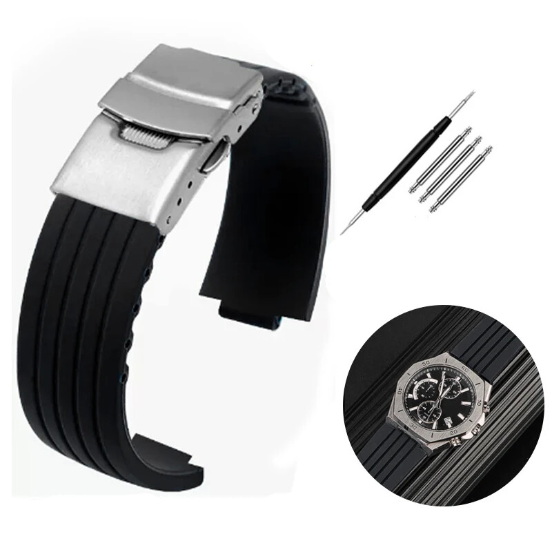 Silicone Rubber Watchbands For Oris Aquis 7330 7740 Striped Convex Watch Strap