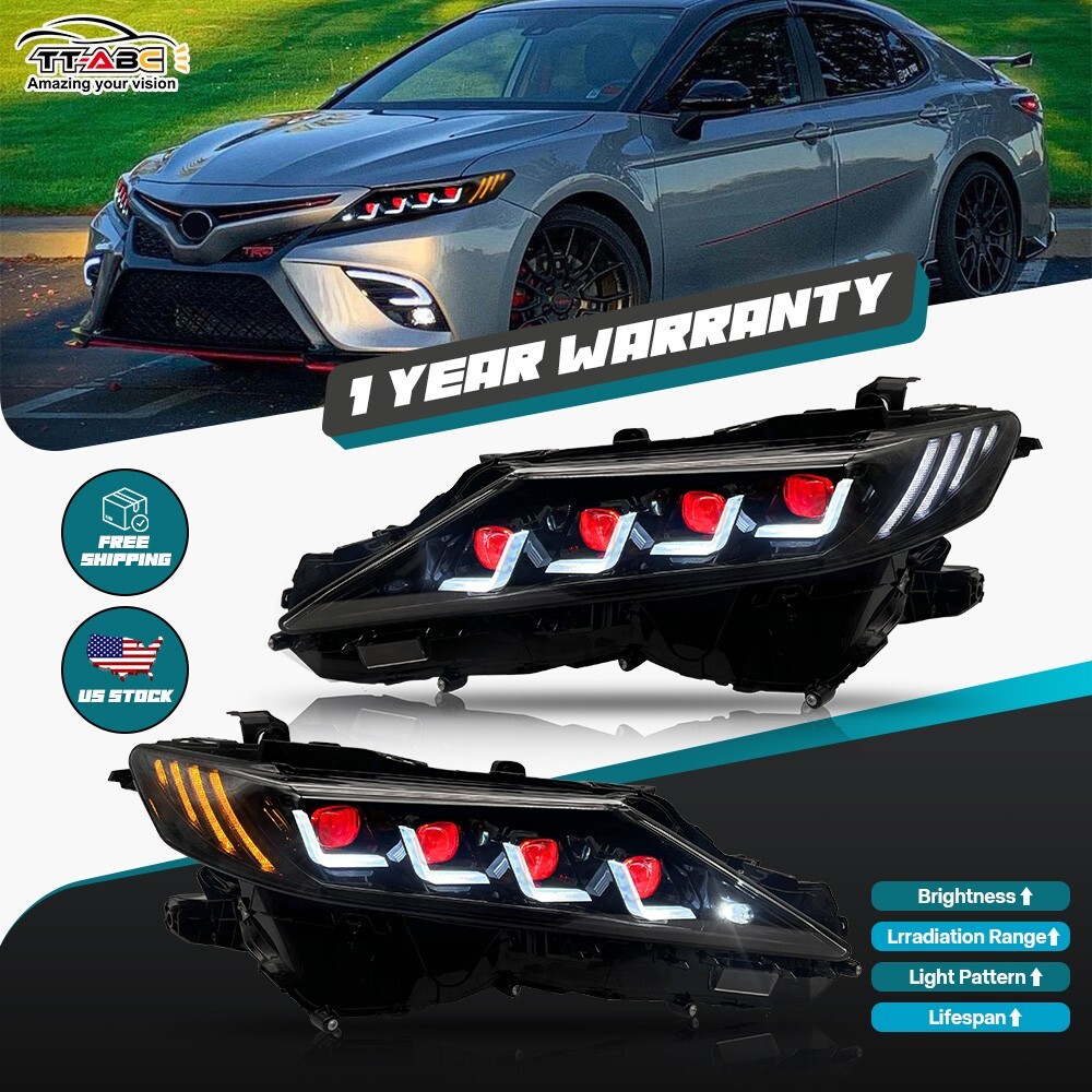 2018-2024 Toyota Camry LED Headlights with Red Demon Eyes – SE LE XLE XSE TRD Models