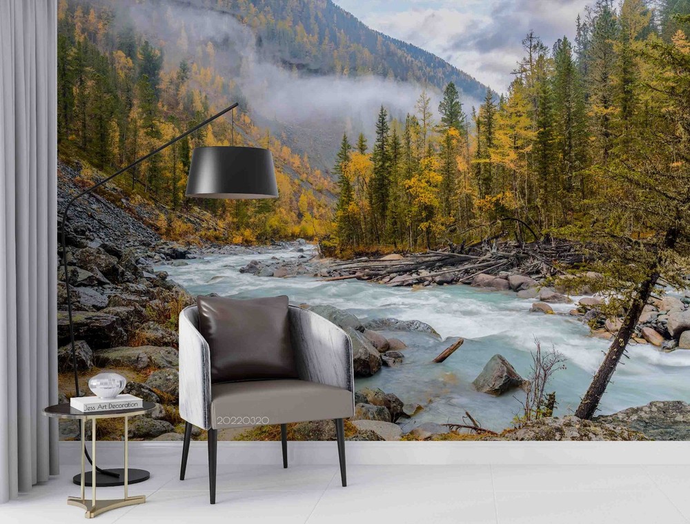 3D Mountains Forests Rivers Landscape Wall Murals Wallpaper Murals Wall Sticker