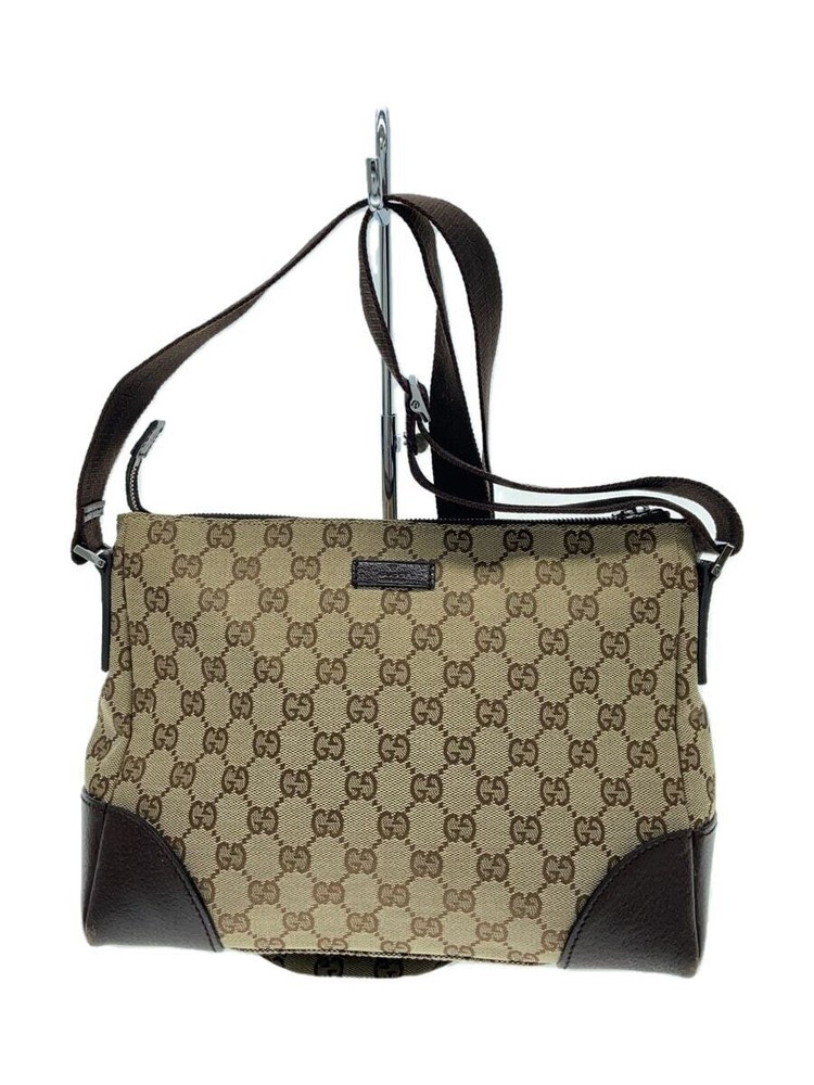 GUCCI GG Canvas Shoulder Bag in Brown