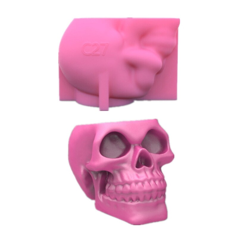 3D Skull Flower Pot Silicone Mold for Epoxy Resin and Concrete