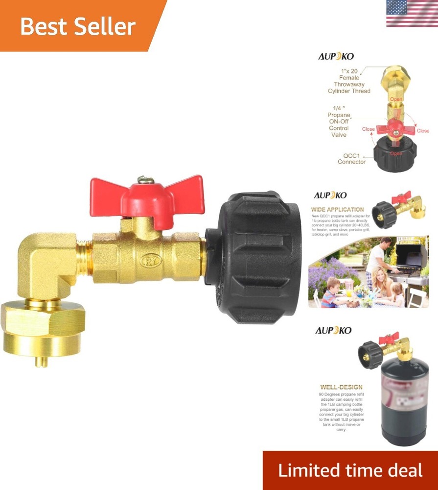 Weather-Resistant Propane Elbow Refill Adapter - Ideal for Camping & Tailgating