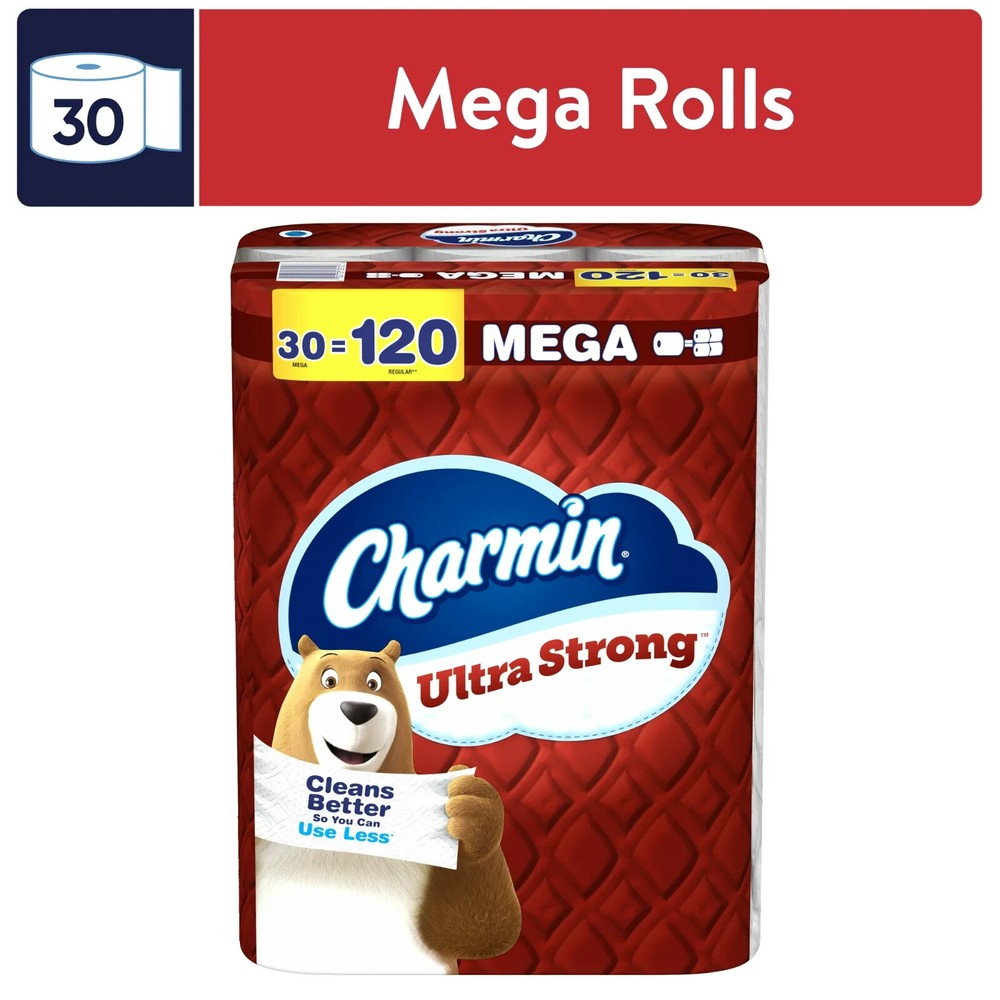 Charmin Ultra Strong Toilet Paper 30 Mega Rolls for Long-Lasting Softness