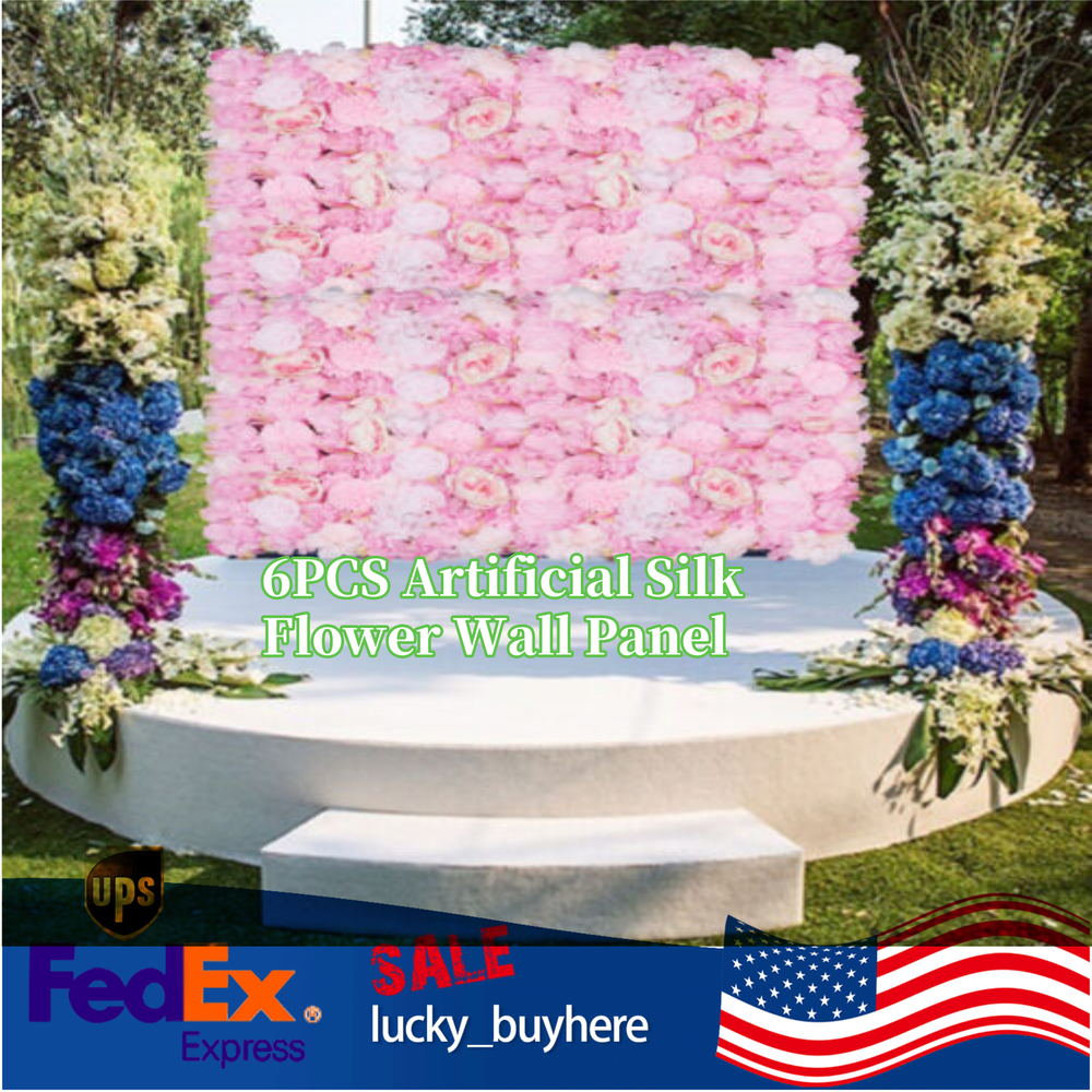 6X Artificial Silk Flower Wall Panel Wedding Party Venue Background Floral Decor