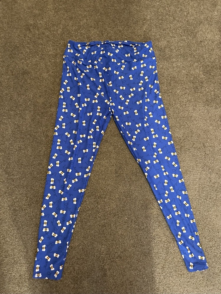 LuLaRoe TC Women's Ankle Bee Leggings Blue Yellow White Footless Stretch