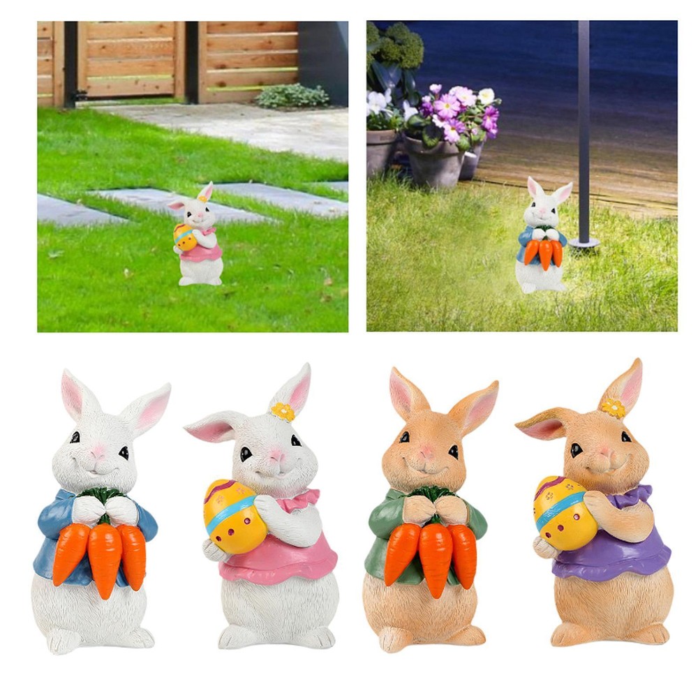 Easter Bunny Figurine Spring Rabbit Statue Cuddly Decoration Spring Decors