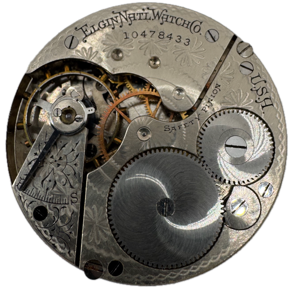 Antique 1904 Elgin 16s 7 Jewel Hunter Pocket Watch Movement 210 USA Multi Color