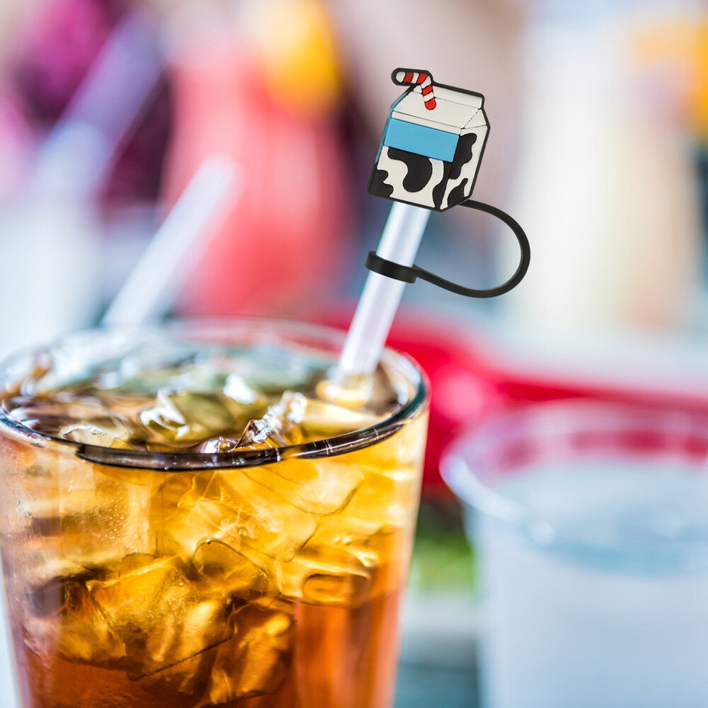 6 Pcs Silicone Straw Topper Reusable Drinking Tips Covers Cups Water Bottles