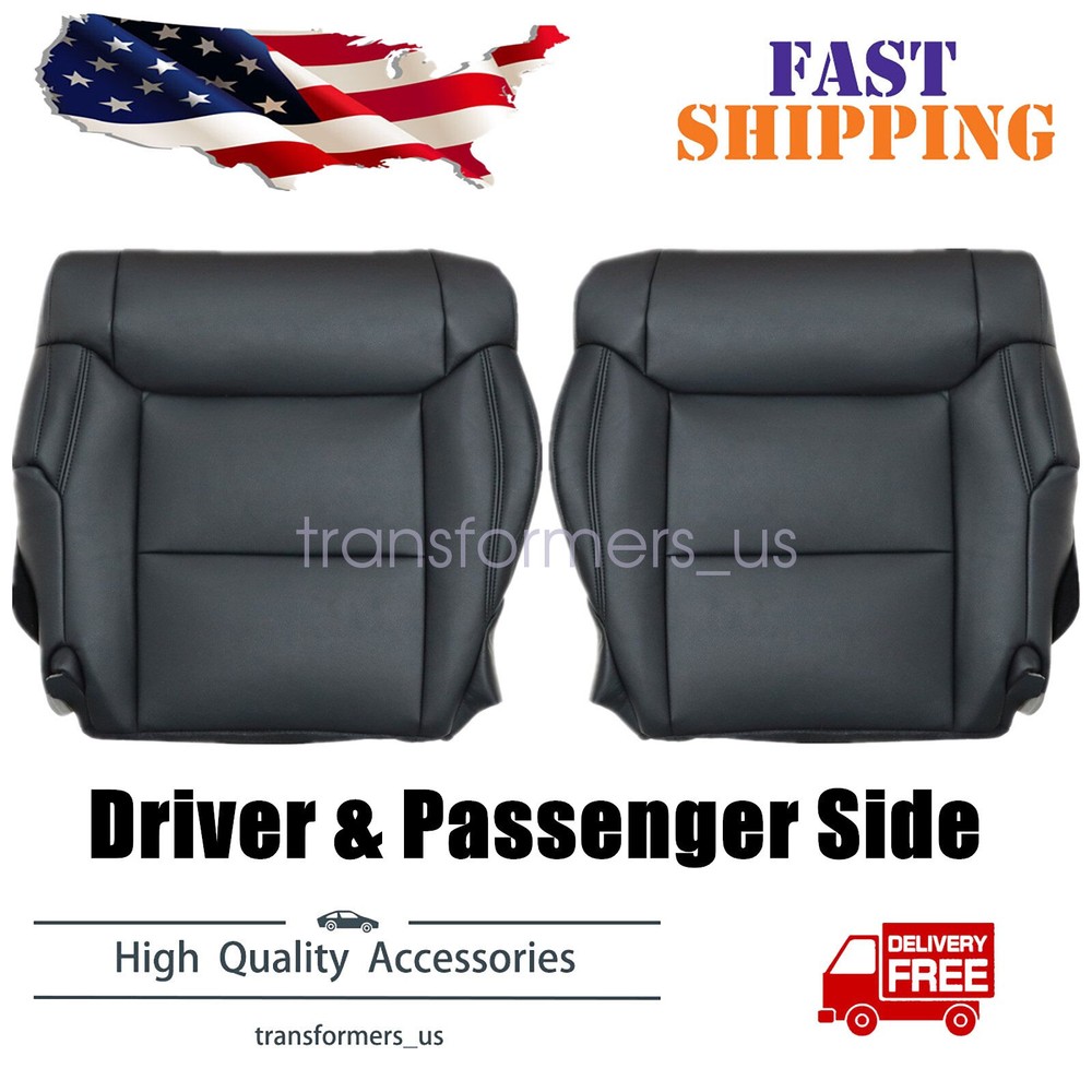 Fits 2014-2020 Toyota Tundra Driver & Passenger Bottom Leather Seat Cover Black