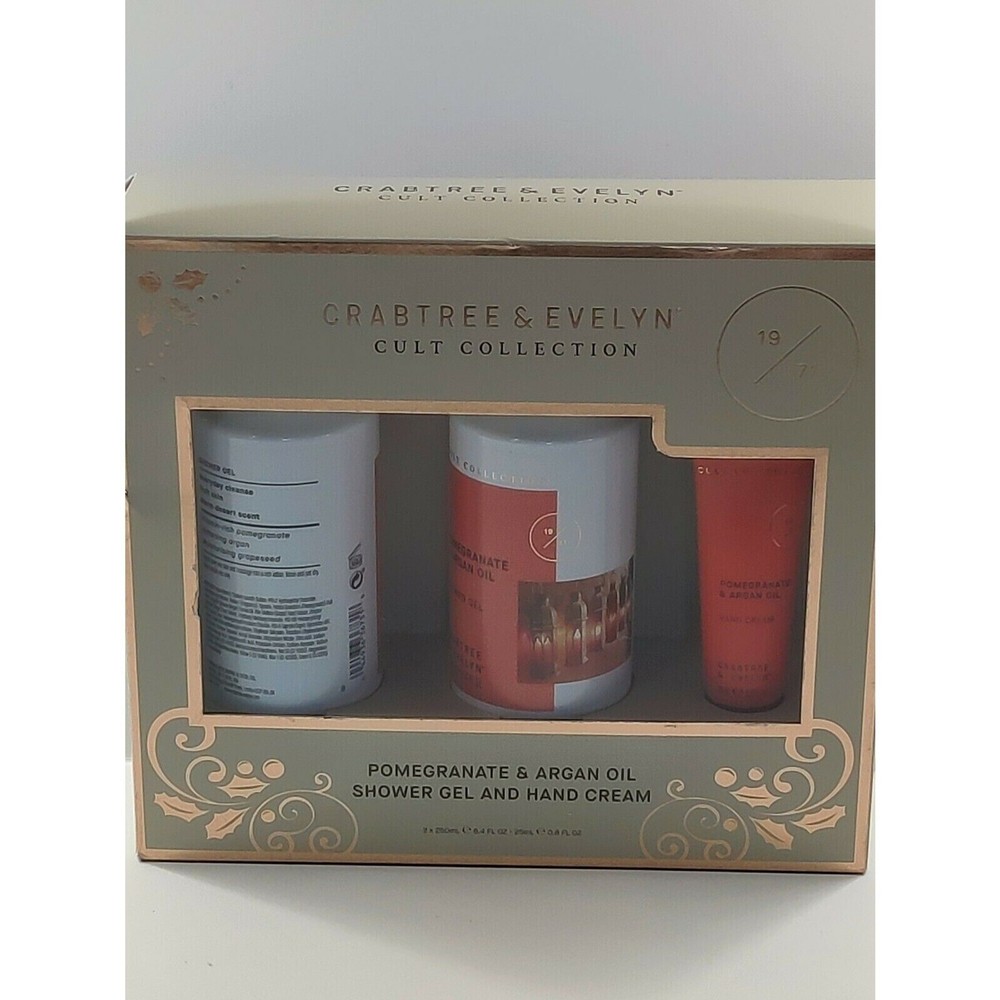 Crabtree & Evelyn Pomegranate & Argan Oil Shower Gel 8.4 oz & Hand Cream Set NEW
