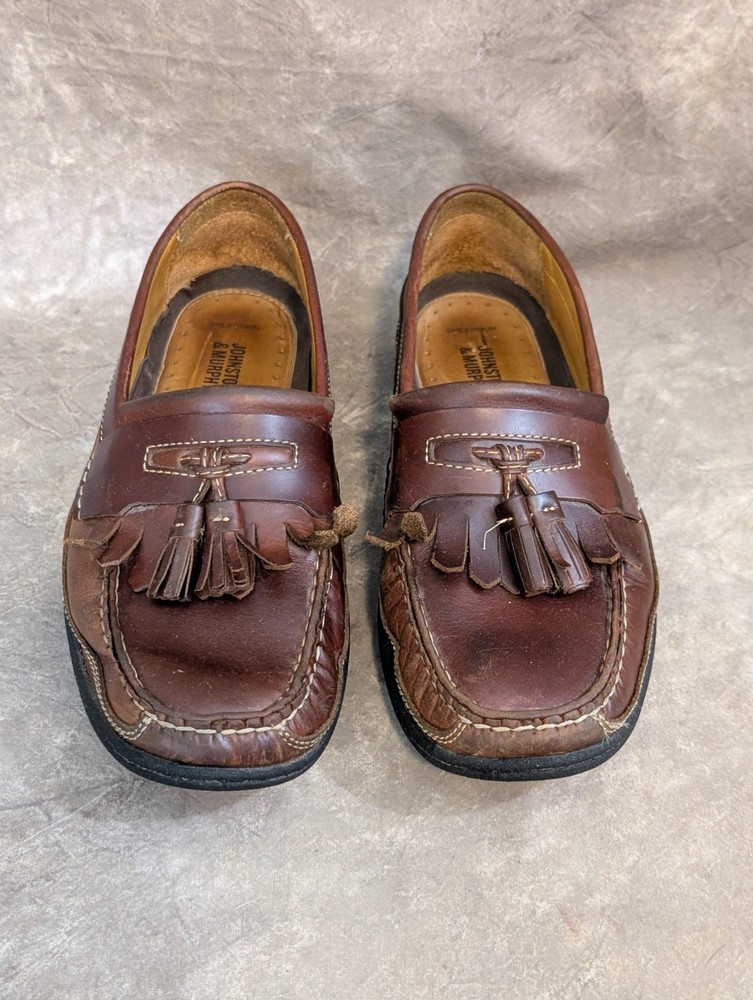 Johnston & Murphy Men's Brown Leather Tassel Loafers Size 9.5 M Made in Brazil
