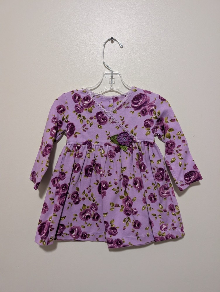 NEW WITH TAGS Baby Girl Size 18 Months Purple Floral Long Sleeve Dress