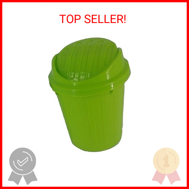 Desktop Mini Trash Can Rubbish Bin with Swing Lid (GREEN)