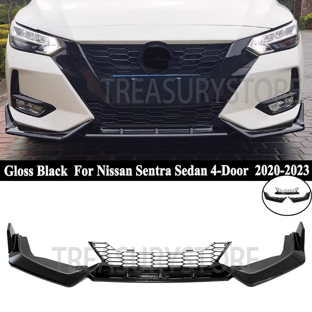 Nissan Sentra B18 2020-2023 Skyline Style Gloss Front Bumper Lip Splitter Grille