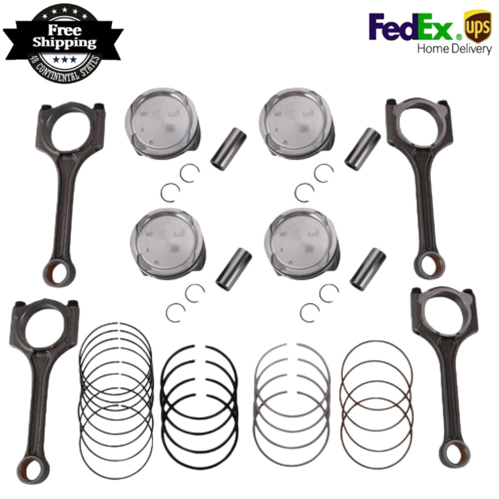 Engine Piston Kit & Connecting Rod&Main Rod Bearings Fits 14-18 Hyundai Kia 2.0L