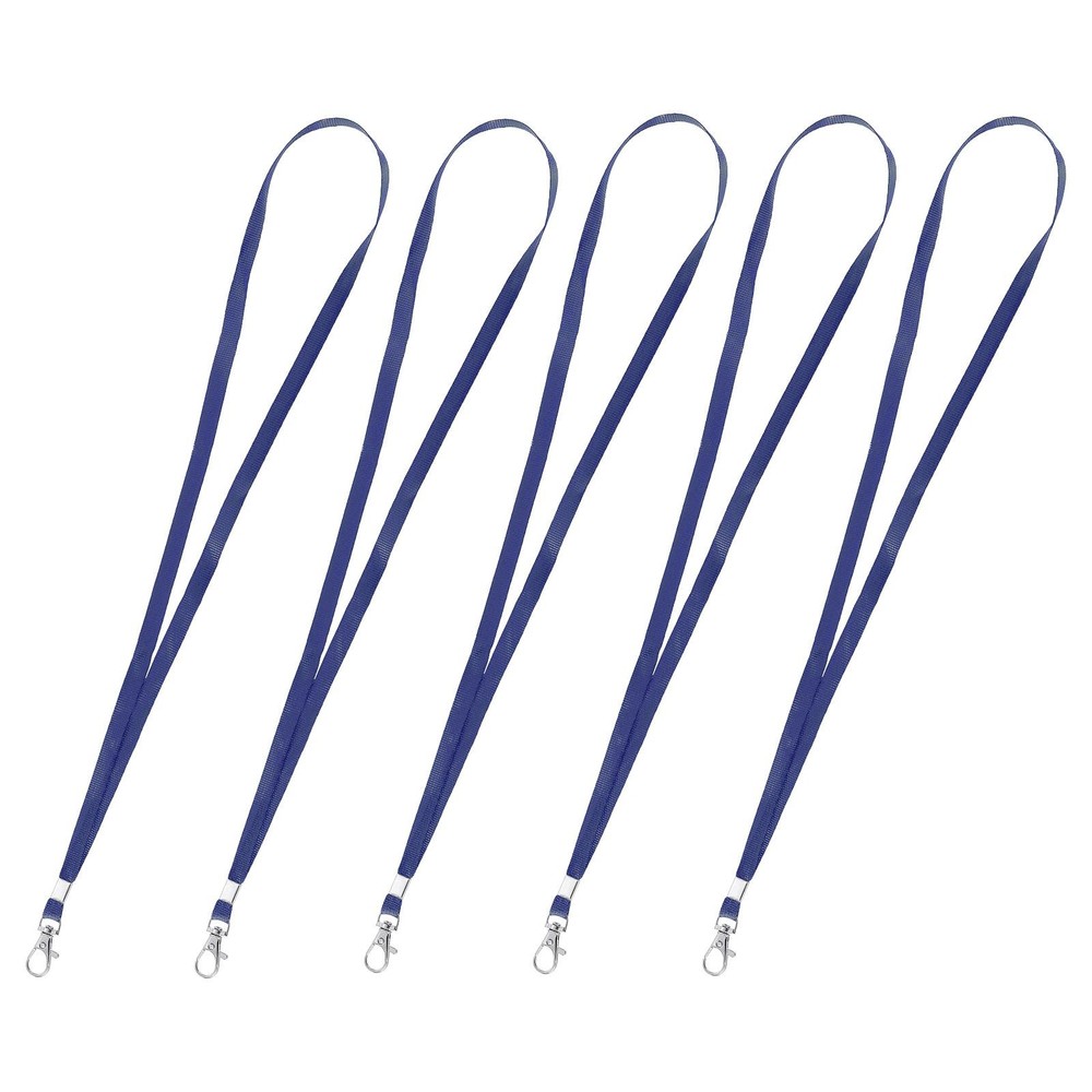 5-Pack Navy Blue Flat Lanyard with Swivel Hook for Office Use