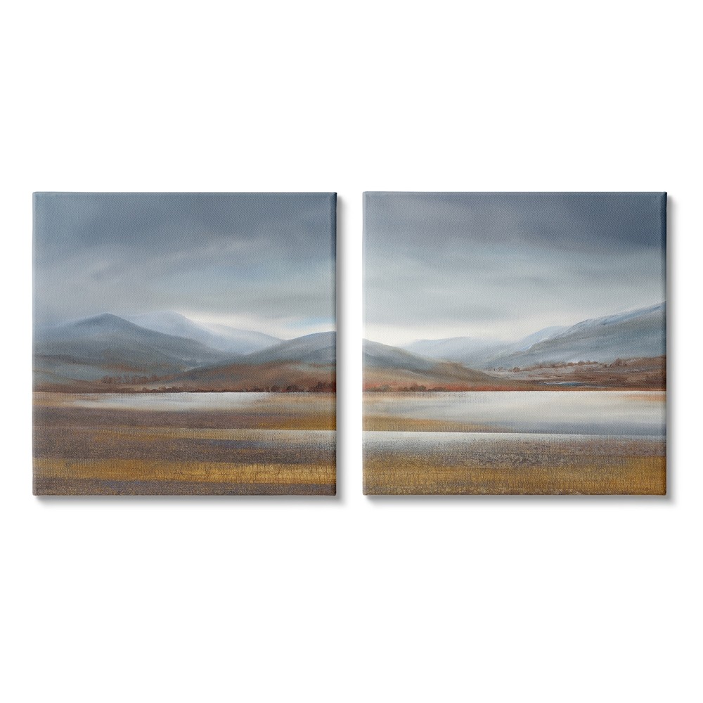 Stupell Cloudy Weather Sky Rural Pasture Grasslands Painting 2 Piece Canvas