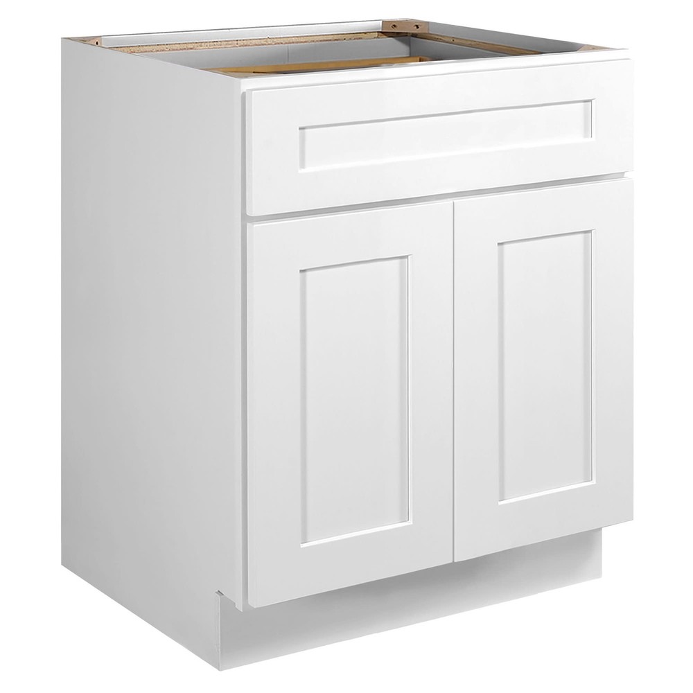 Brookings 27-Inch White Double Door Base Cabinet by Design House  
