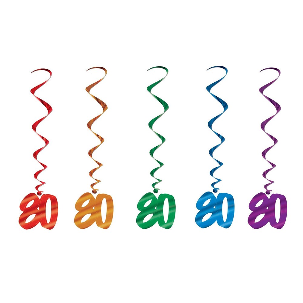 Beistle 80 Whirls Party Decorations 5-Pack for Birthdays and Events