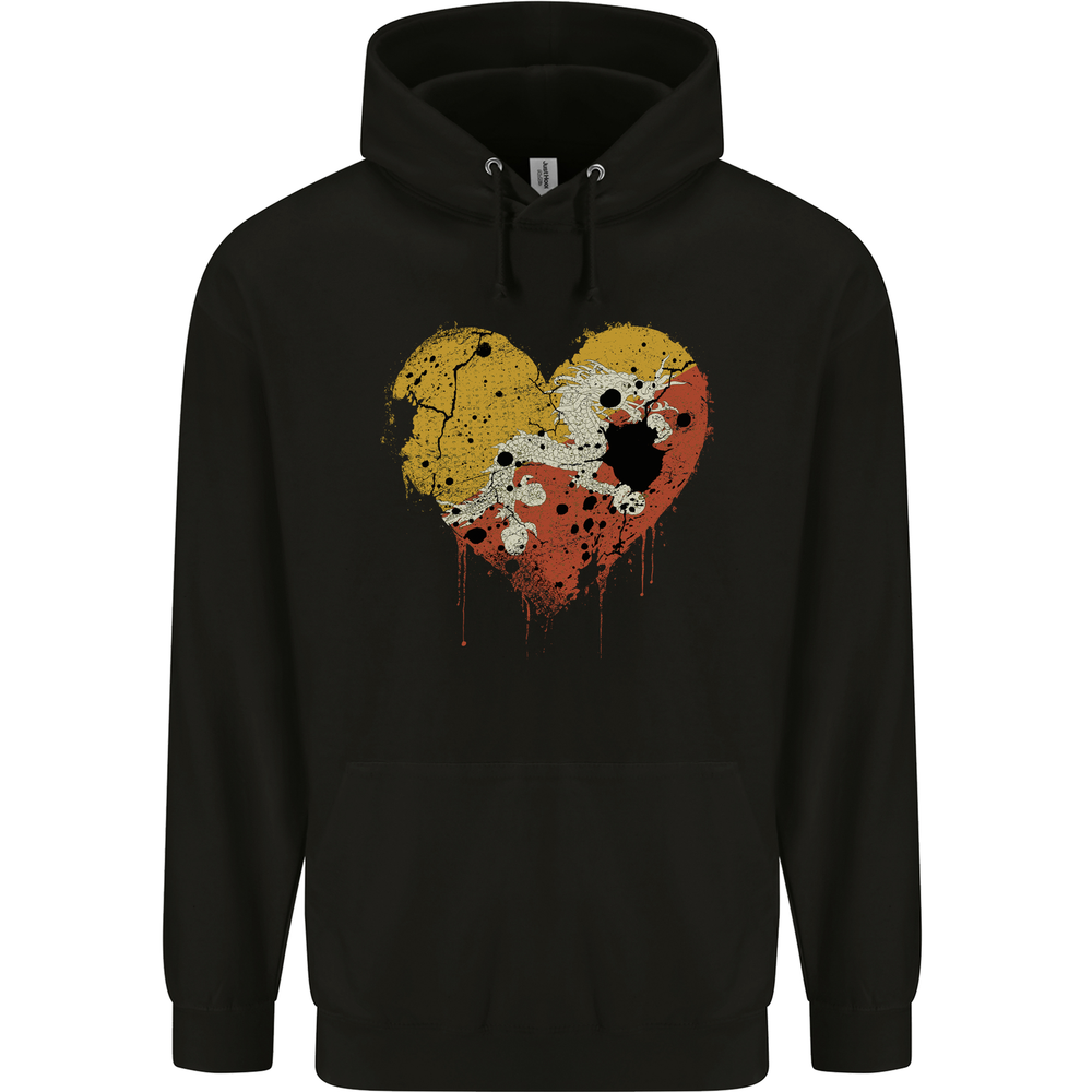 Love Bhutan Flag Bhutanese Day Football Mens 80% Cotton Hoodie