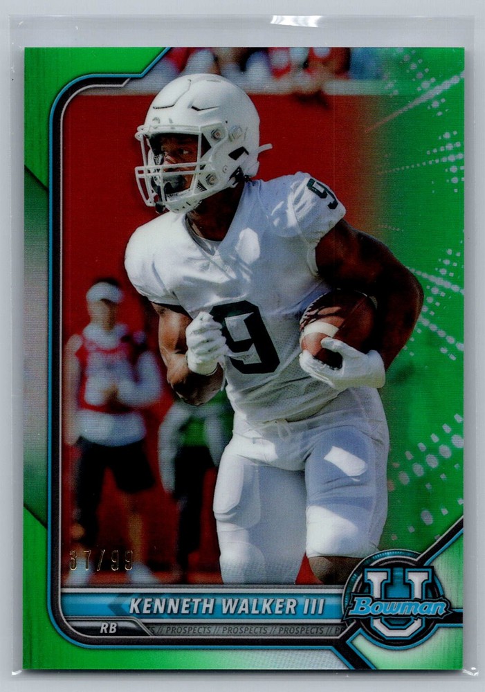 2021-22 Bowman University #97 Kenneth Walker III Chrome Green #/99