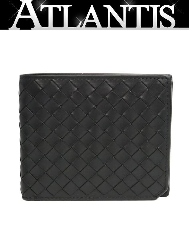 Bottega Veneta  Intrecciato Leather Bifold Wallet Black New