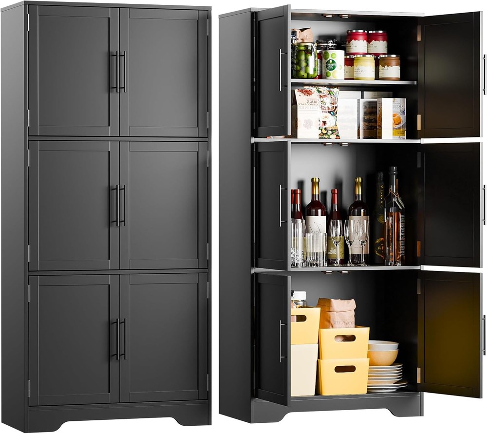 68.5 Inch Freestanding Kitchen Pantry Cabinet with Soft Close Doors and Adjustable Shelves