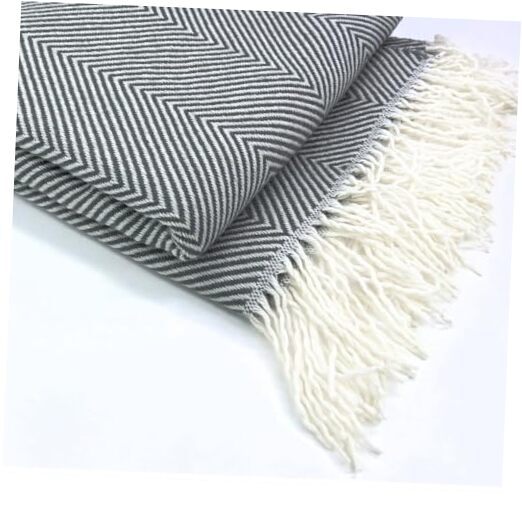 Throw Blanket Soft Lightweight Fringe Blanket () Medium Grey