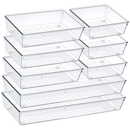 Acrylic Non-Slip Kitchen Drawer Organizer Set for Secure Storage