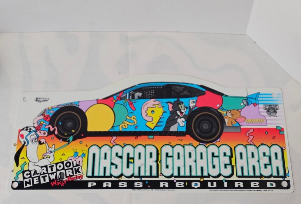 1998 The Cartoon Network Win Craft Racing Nascar Garage Area Pass Required Sign