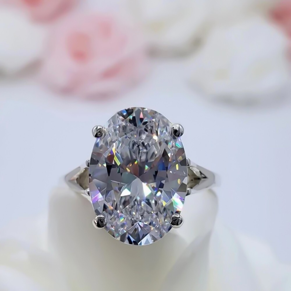 6.50 Ct Certified White Diamond Solitaire Ring in 925 Silver Festive Gift