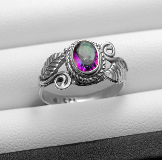 Handmade Mystic Topaz Ring in Solid 925 Sterling Silver for Women All Sizes SR653